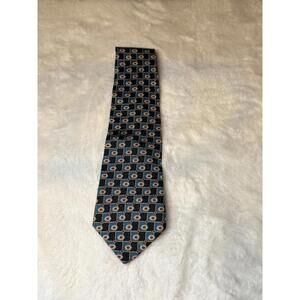 Christian Dior Men's Neck Tie  Blue And Black Diamond Silk